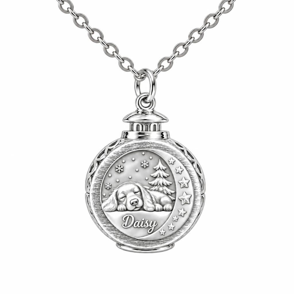 Daisy’s Cozy Winter Lantern Charm Necklace Set – silver, front view