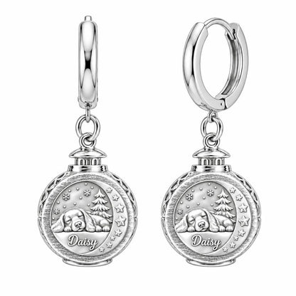 Daisy’s Cozy Winter Lantern Huggie Charm Earrings – silver, front view