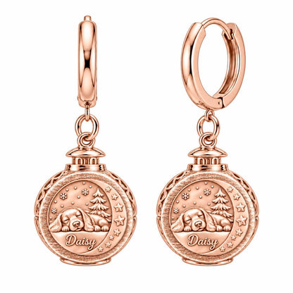 Daisy’s Cozy Winter Lantern Huggie Charm Earrings – rose gold, front view
