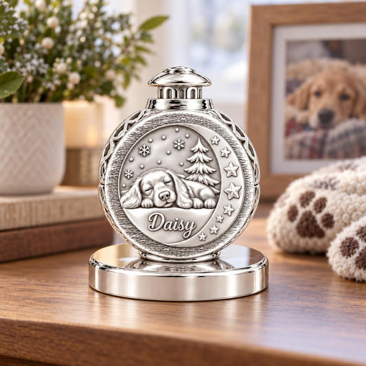 Daisy’s Cozy Winter Lantern Keepsake Plaque – worn / in use