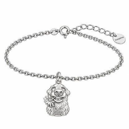 Daisy Smile Dog Charm Bracelet Set – silver, front view