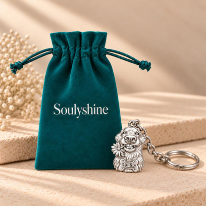 Daisy Smile Dog Charm Keychain – Soulyshine velvet gift pouch