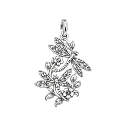 Dancing Dragonfly Garden Charm Bracelet – Personalized Mom Gift – silver charm, front view