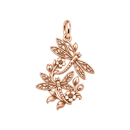 Dancing Dragonfly Garden Charm Bracelet – Personalized Mom Gift – rose gold charm, front view