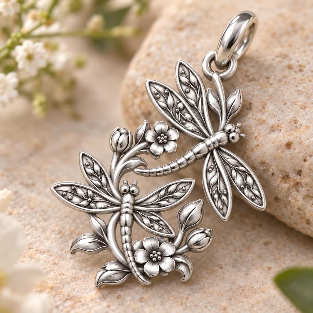 Dancing Dragonfly Garden Charm Bracelet – Personalized Mom Gift – macro detail of the charm