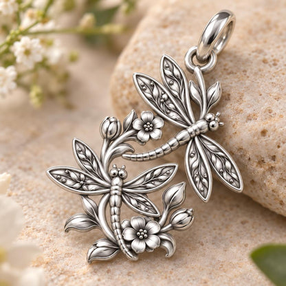 Dancing Dragonfly Garden Charm Bracelet – Personalized Mom Gift – macro detail of the charm