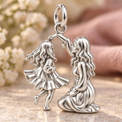 Dancing Together Charm Bracelet – Personalized Mom Gift – macro detail of the charm