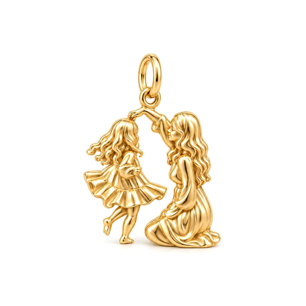 Dancing Together Charm Bracelet – Personalized Mom Gift – 18K gold charm, front view
