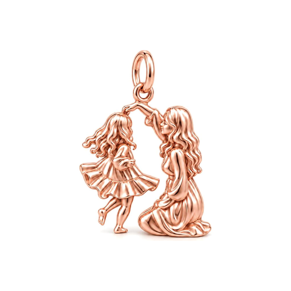 Dancing Together Charm Bracelet – Personalized Mom Gift – rose gold charm, front view