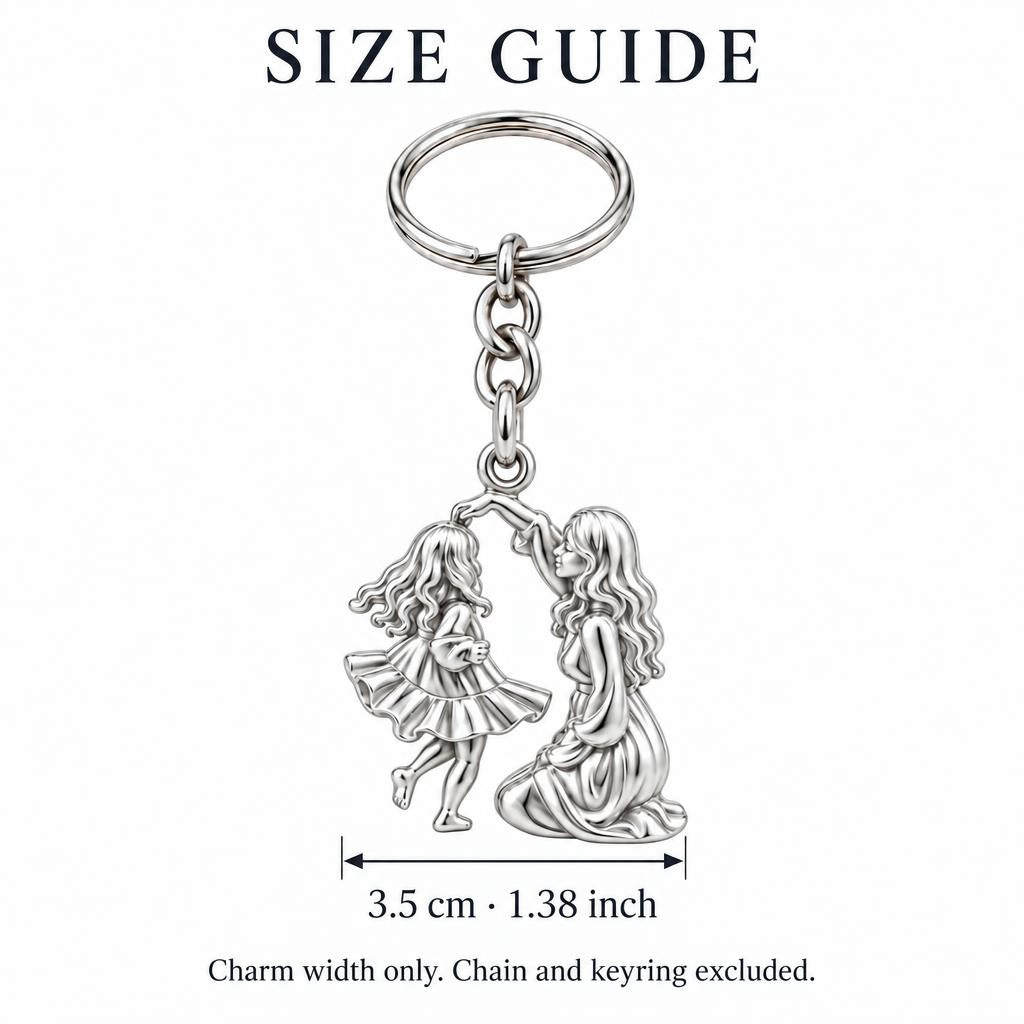 Dancing Together Charm Keychain – size guide, 3.5 cm (1.38 in) charm, chain and keyring excluded