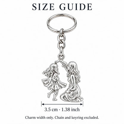 Dancing Together Charm Keychain – size guide, 3.5 cm (1.38 in) charm, chain and keyring excluded