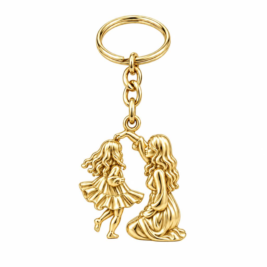 Dancing Together Charm Keychain – 18K gold, front view