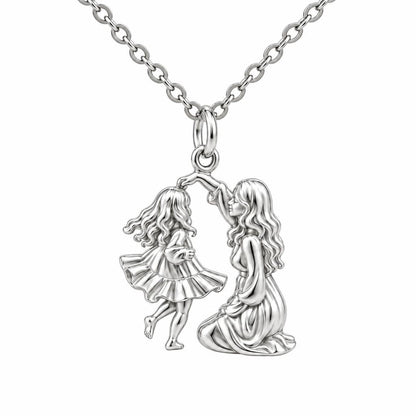 Dancing Together Charm Necklace Set – silver, front view