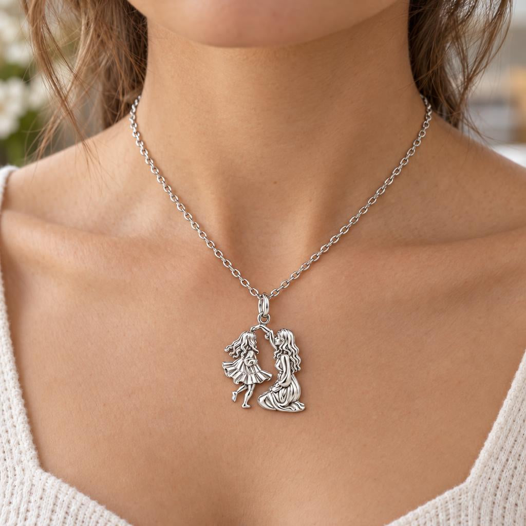 Dancing Together Charm Necklace Set – worn / in use
