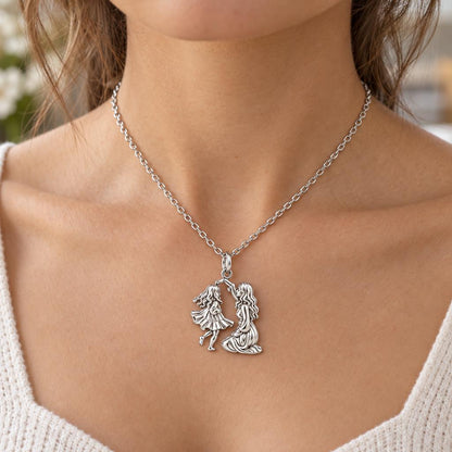 Dancing Together Charm Necklace Set – worn / in use