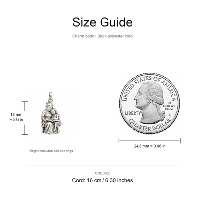 Grandma's Storytime Charm: Our Little Moments of Joy — Size guide, 13 mm body and 16 cm cord