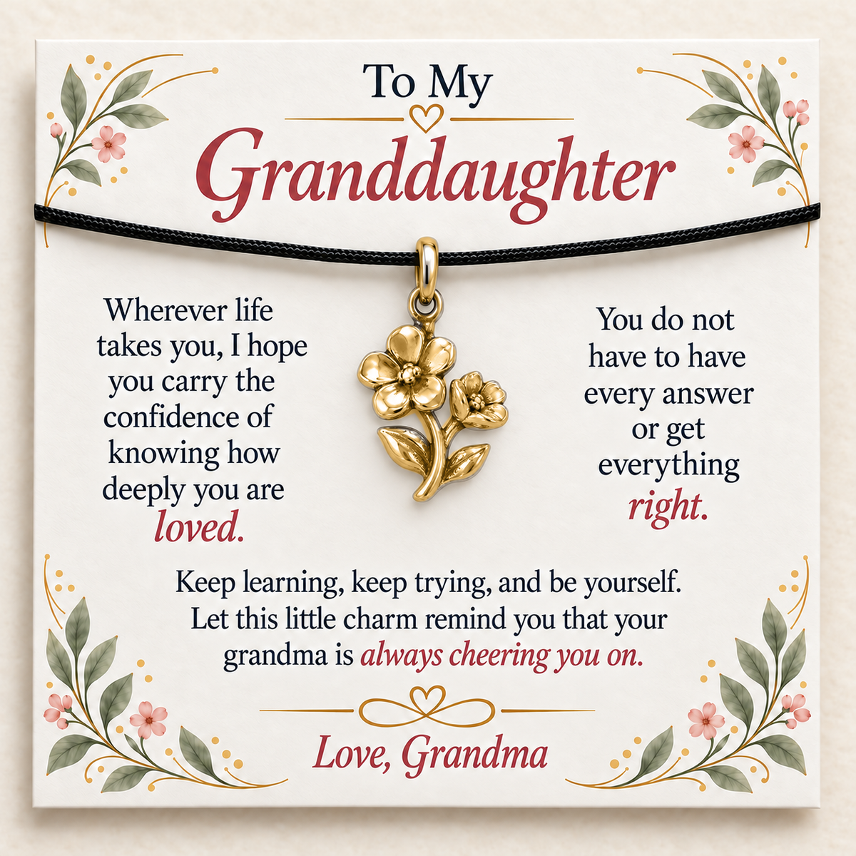 Grandma's Flower Charm: Love That Helps You Bloom — Main image, gold finish