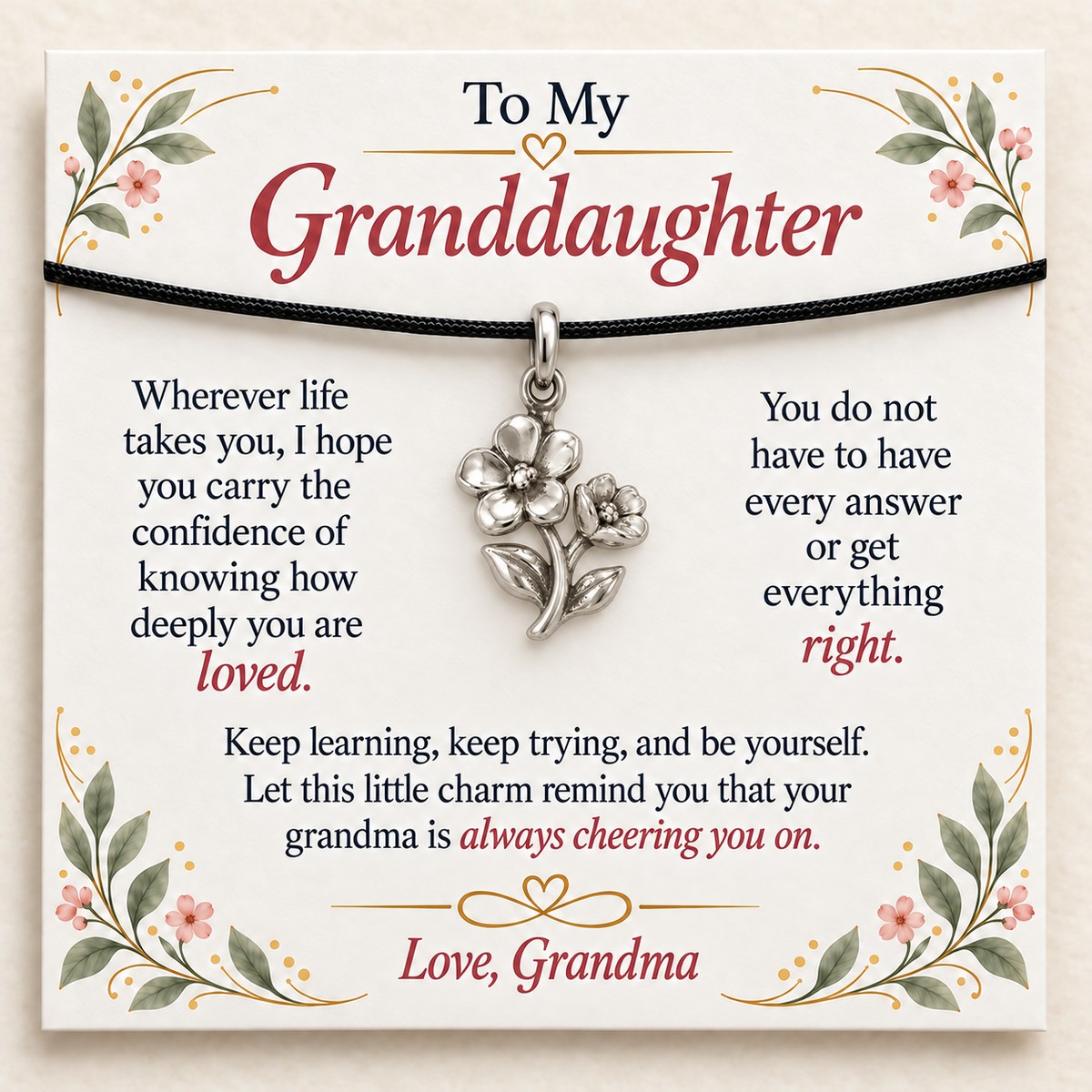 Grandma's Flower Charm: Love That Helps You Bloom — Main image, silver finish