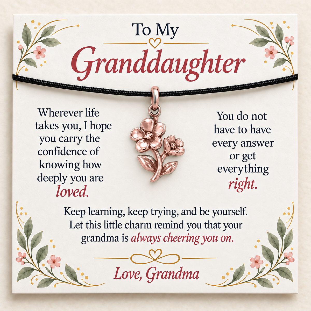 Grandma's Flower Charm: Love That Helps You Bloom — Main image, rose gold finish