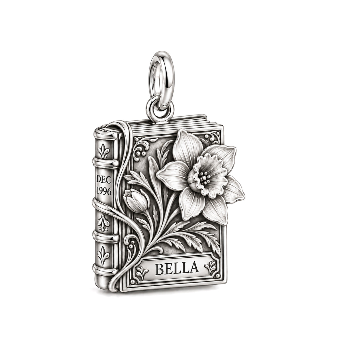 December Narcissus Birth Month Book Charm and Polyester Cord Bracelet Set