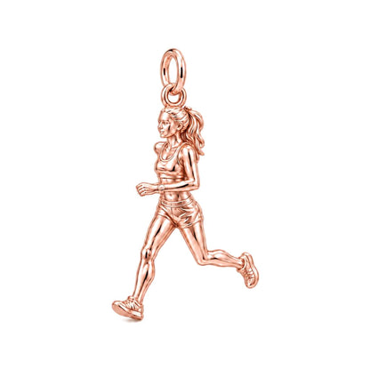 Determined Marathon Runner Charm Bracelet – Personalized Athlete Gift – rose gold charm, front view