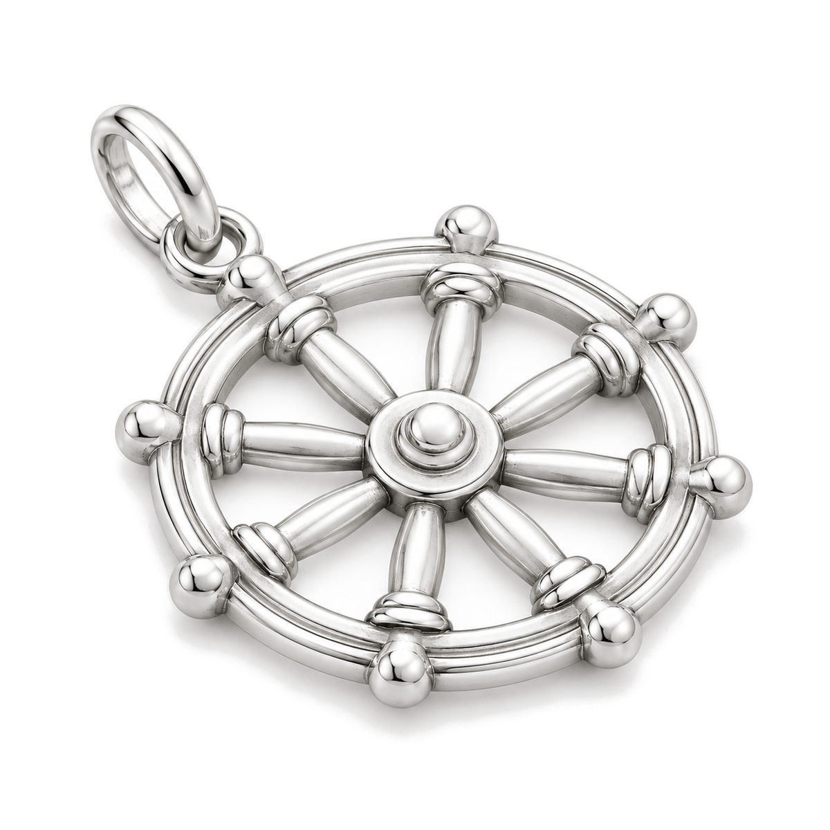 Dharma Wheel Charm — Silver Super Macro | charm-topics-remaining-444-2026-09-14 | topic-392