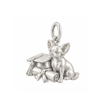 Diploma and Small Dog Charm — Silver — 50-works-silver-20260916-37
