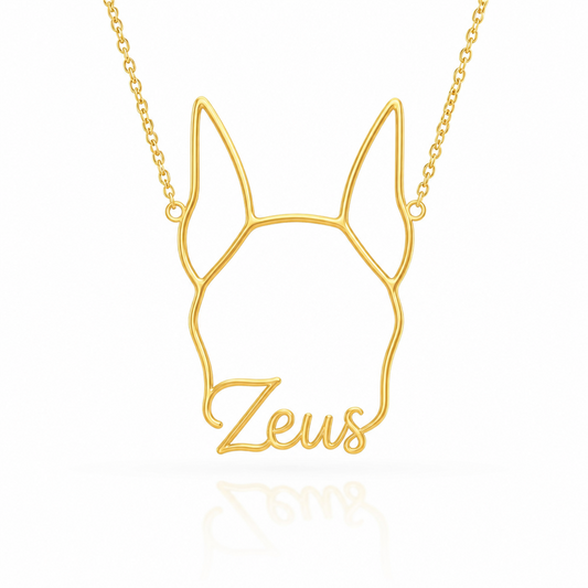 Doberman Pinscher Whisper of Paws - Personalized Outline Your Pet's Face and Name Necklace