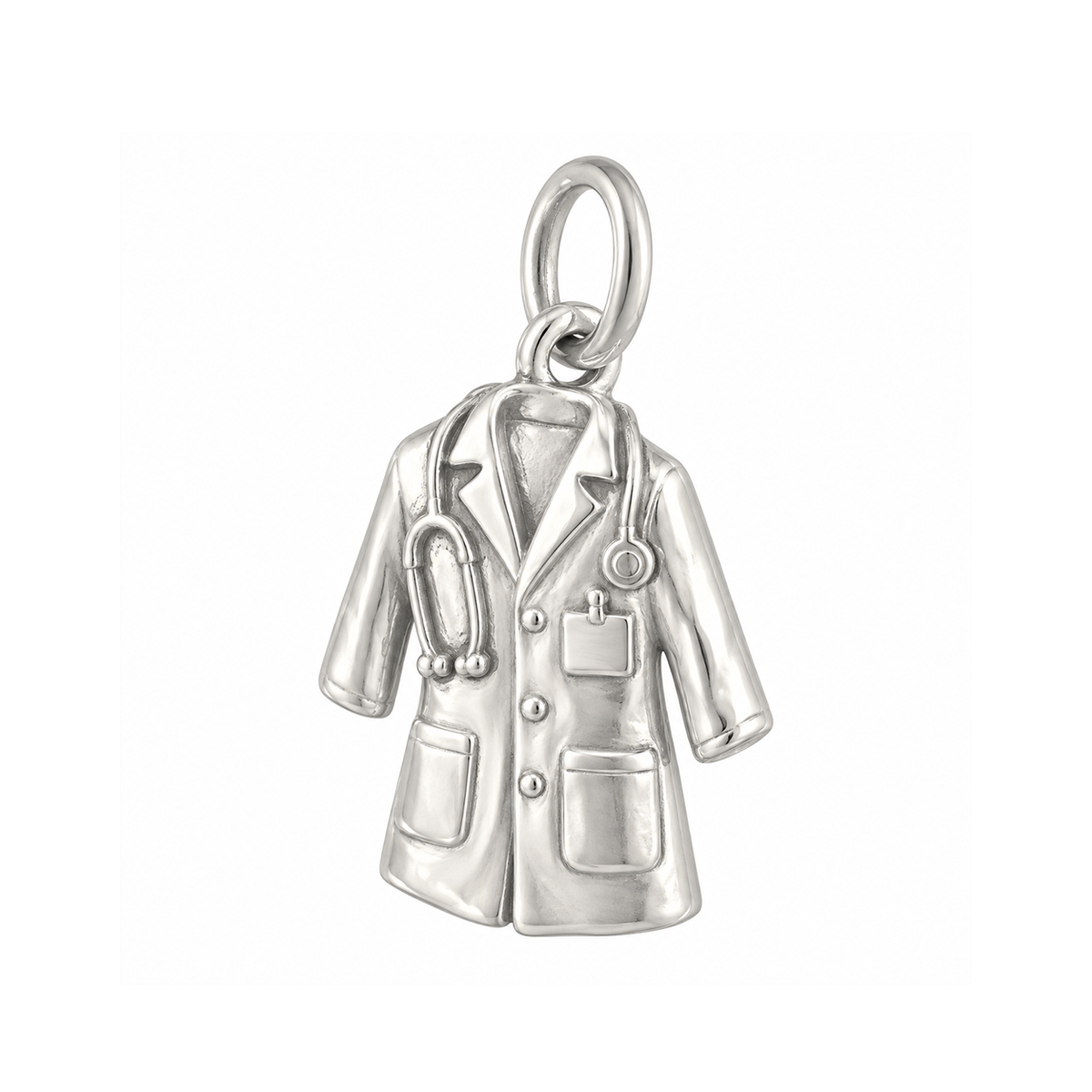 Doctor's Coat and Blank Badge Charm — Silver — 50-works-silver-20260916-18