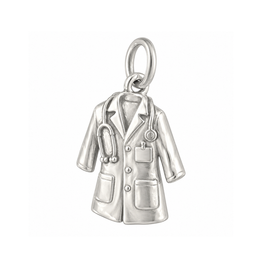 Doctor's Coat and Blank Badge Charm — Silver — 50-works-silver-20260916-18