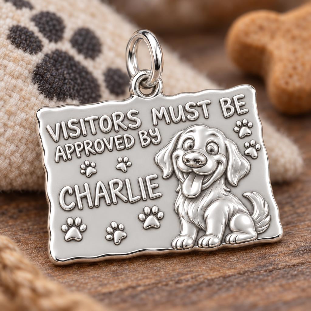 Dog Approved Visitor Charm Bracelet – Personalized Dog Mom Gift – macro detail of the charm