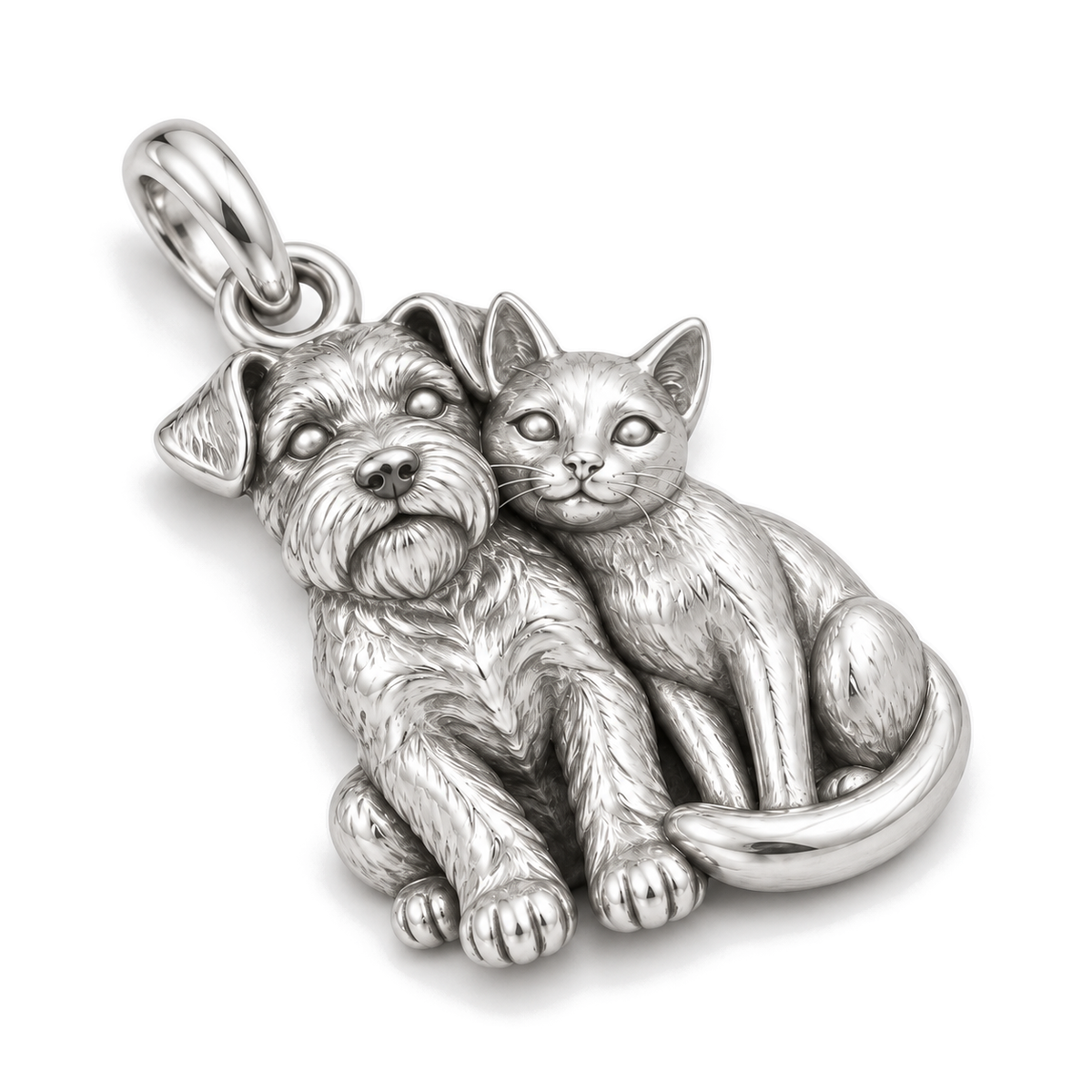 Dog & Cat Together Charm — Silver Super Macro | charm-topics-remaining-444-2026-09-14 | topic-365