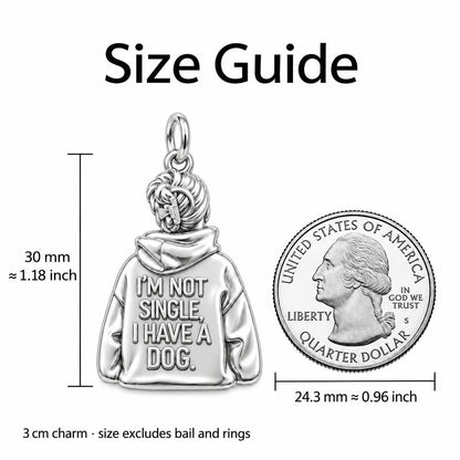 Dog Mom Hoodie Charm Charm Bracelet Set – size guide, 13 mm charm next to a quarter