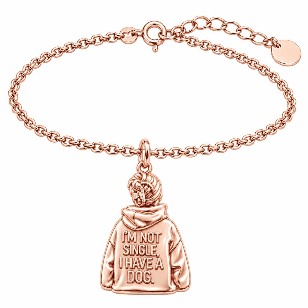 Dog Mom Hoodie Charm Charm Bracelet Set – rose gold, front view