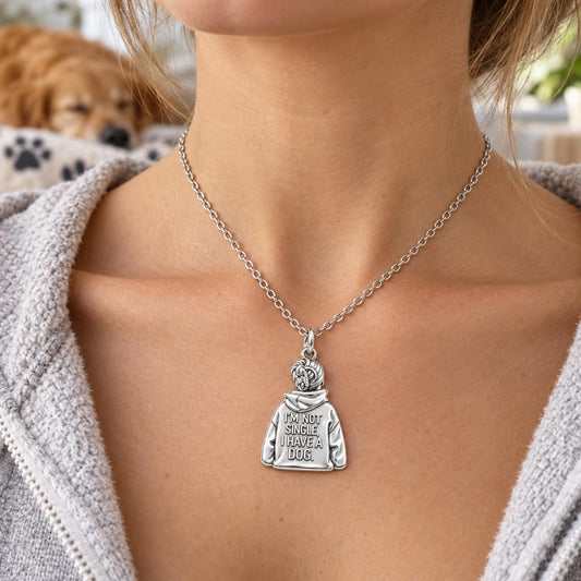 Dog Mom Hoodie Charm Charm Necklace Set – worn / in use