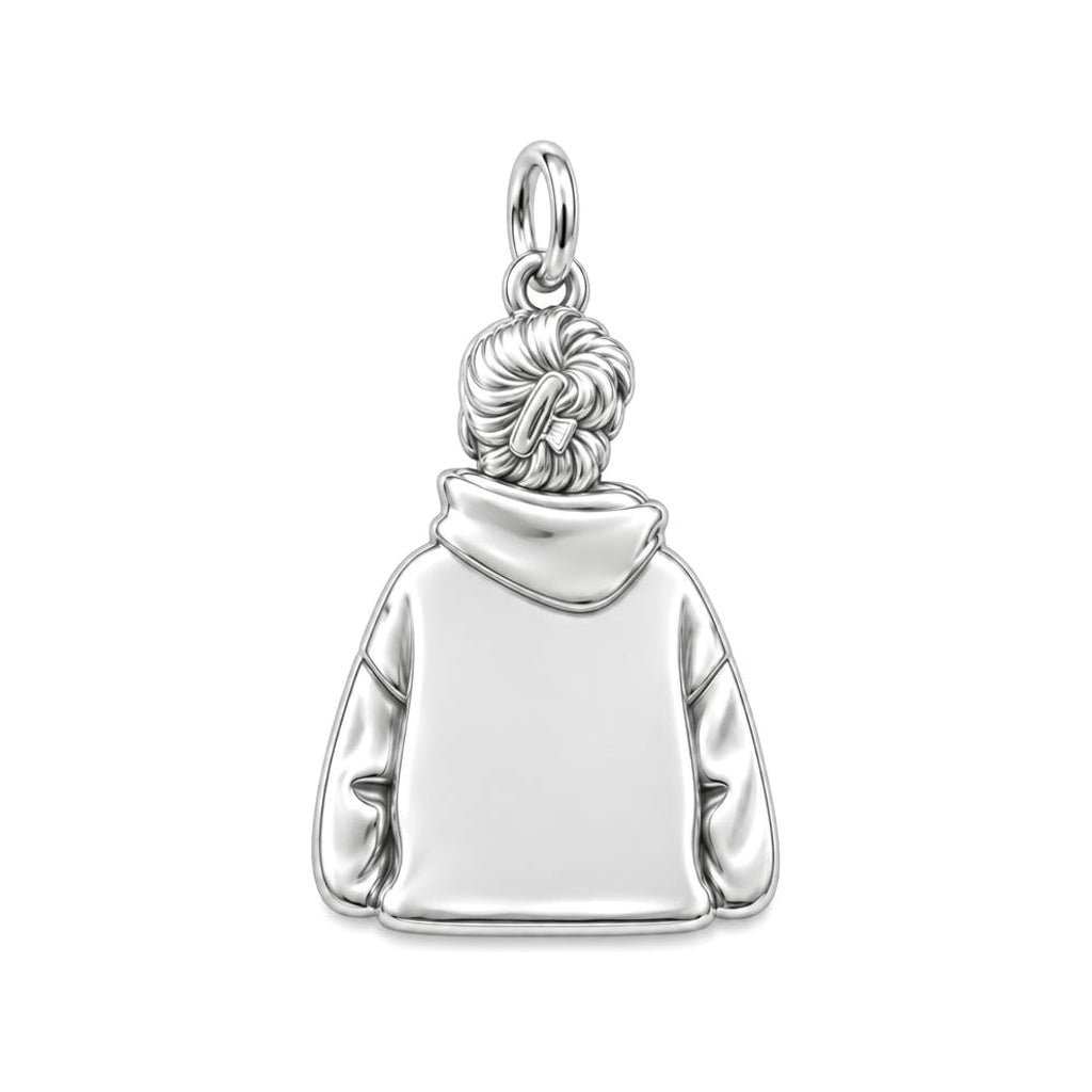 Dog Mom Hoodie Charm Charm Necklace Set – back of the charm, engraving area