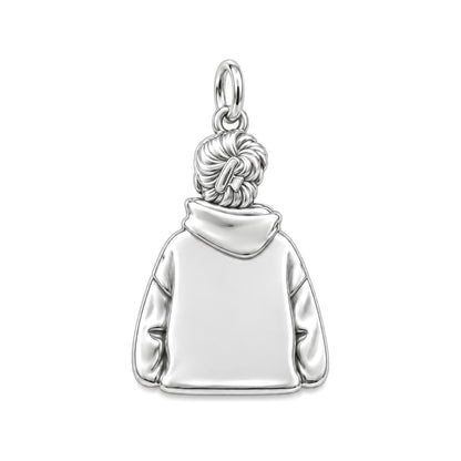 Dog Mom Hoodie Charm Charm Necklace Set – back of the charm, engraving area