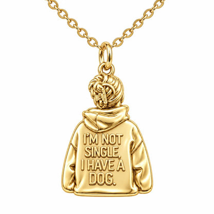 Dog Mom Hoodie Charm Charm Necklace Set – 18K gold, front view