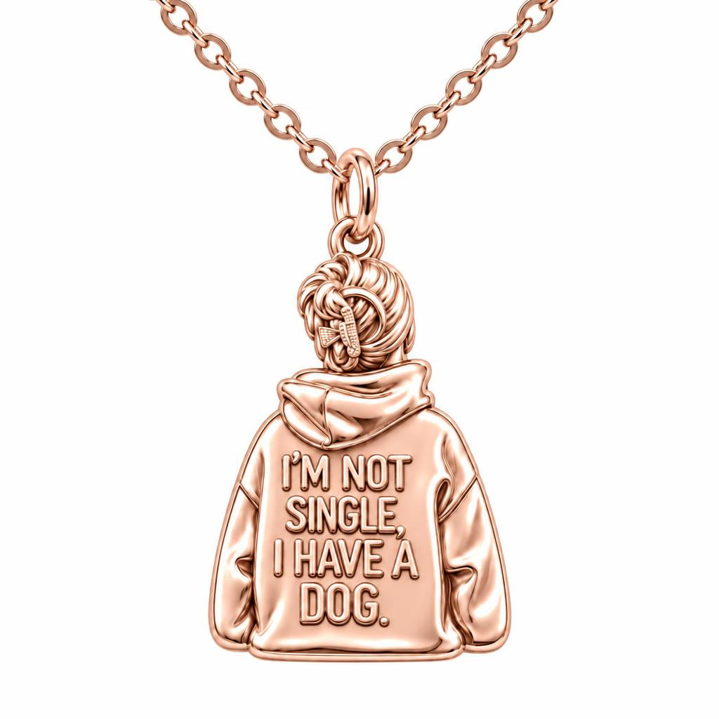 Dog Mom Hoodie Charm Charm Necklace Set – rose gold, front view