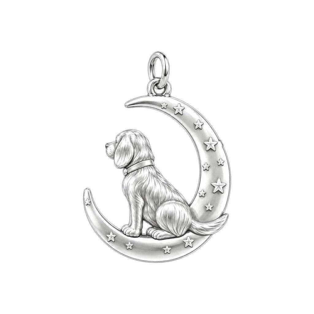 Dog on the Moon Charm Bracelet – Personalized Dog Mom Gift – back of the charm, engraving area