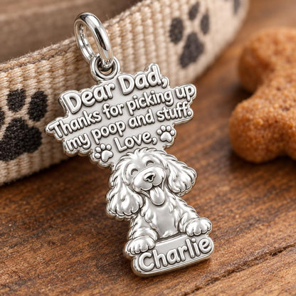 Dog Thank You Note Charm Bracelet – Personalized Dad Gift – macro detail of the charm