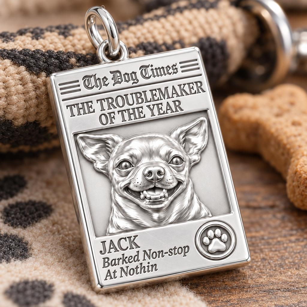 Dog Times Troublemaker Charm Bracelet – Personalized Dog Mom Gift – macro detail of the charm