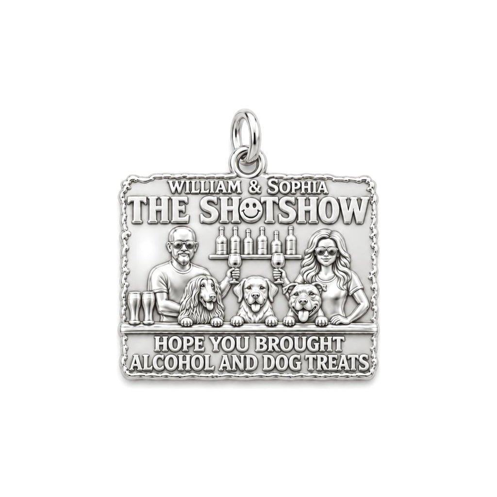 Dog Treats and Cocktails Charm Bracelet – Personalized Couple Gift – silver plated 3 cm charm, front view
