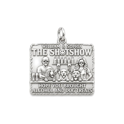 Dog Treats and Cocktails Charm Bracelet – Personalized Couple Gift – silver plated 3 cm charm, front view