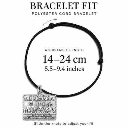 Dog Treats and Cocktails Charm Bracelet – Personalized Couple Gift – adjustable black cord bracelet, 14–24 cm