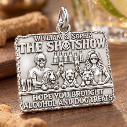 Dog Treats and Cocktails Charm Bracelet – Personalized Couple Gift – macro detail of the charm