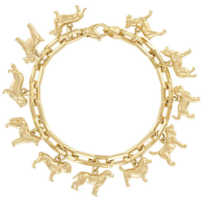 Jack Russell Terrier Standing Dog Charm — link bracelet with several dog breed charms, styling example