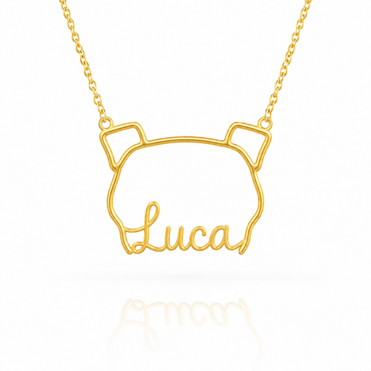 Dogo Argentino Whisper of Paws - Personalized Outline Your Pet's Face and Name Necklace