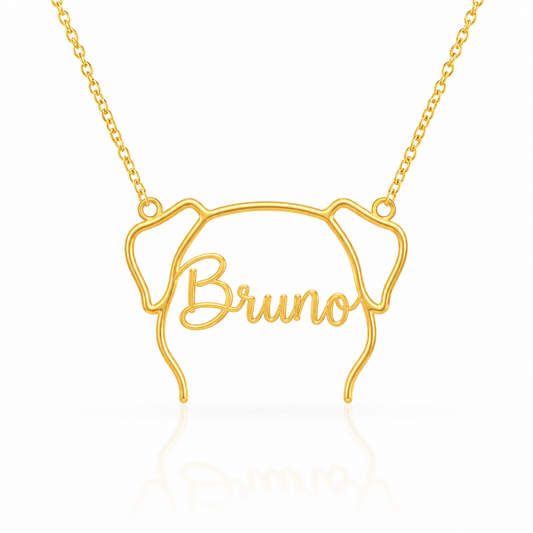 Dogue de Bordeaux Whisper of Paws - Personalized Outline Your Pet's Face and Name Necklace