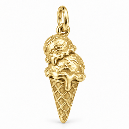 Double Scoop Ice Cream Charm — Gold | charm-topics-remaining-444-2026-09-14 | topic-008